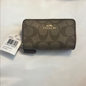 Coach Signature Brown Key & Card Holder